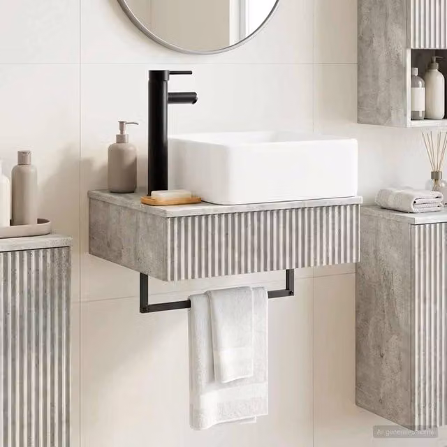 Lavabo da parete moderno vidaXL in grigio cemento L: 53 cm, P: 35 cm, H: 39 cm – 1