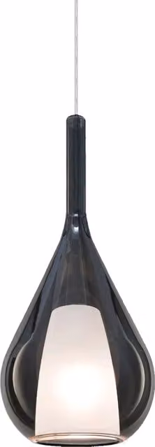 Lampada a sospensione Kalique Ideal Lux in vetro bianco e cromo con attacco E27, H 40 cm