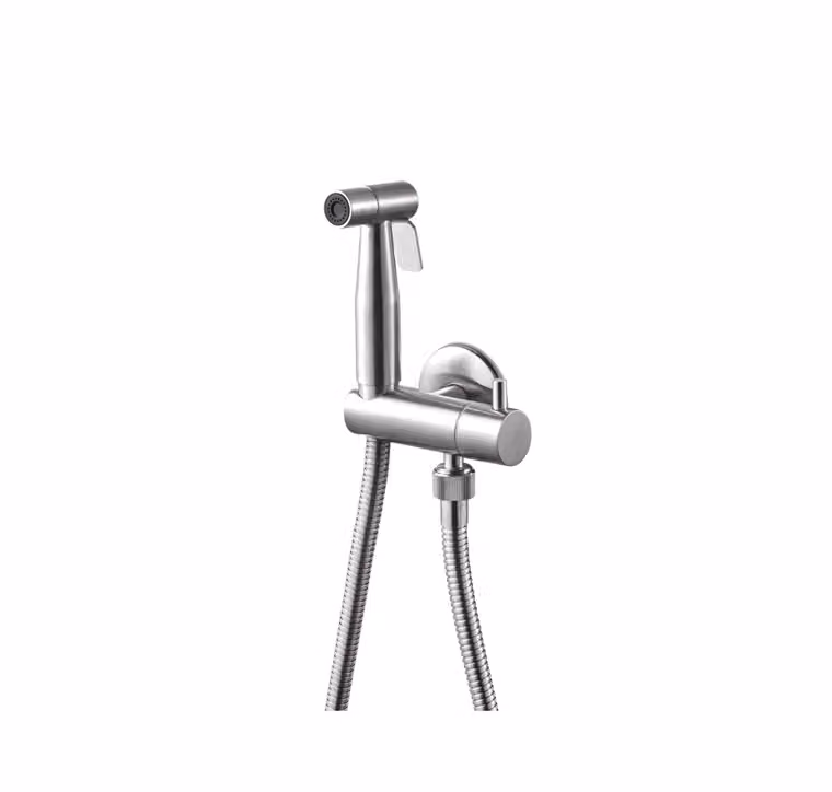 Idroscopino per WC acciaio inox miscelatore monocomando con doccetta igienica Vema TIBER STEEL V17400 - Satinato