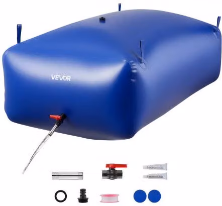 Sacca di stoccaggio dell'acqua VEVOR da 1000 l in PVC blu, contenitore portatile pieghevole per acqua dolce e serbatoio di emergenza per camper