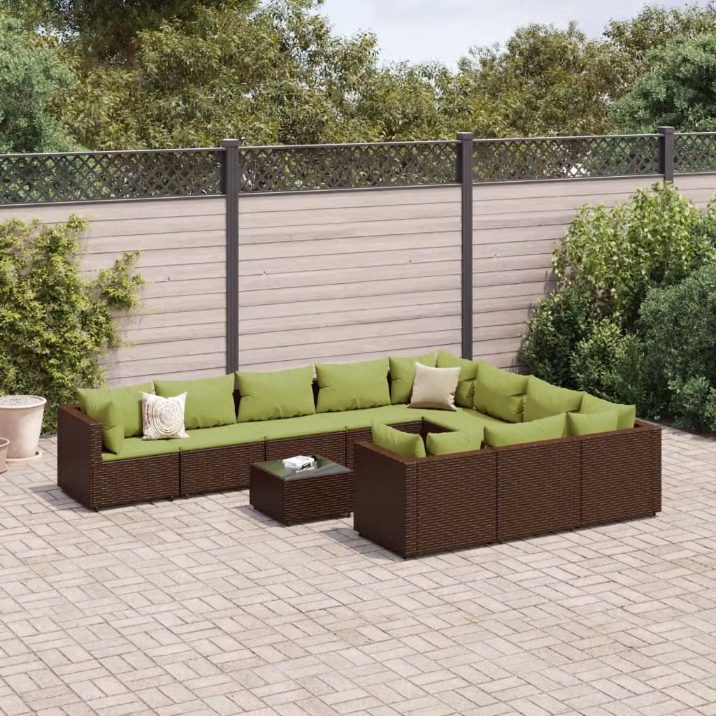Maison Exclusive - Set da giardino 11 pezzi con cuscini Marrone Poly Rattan