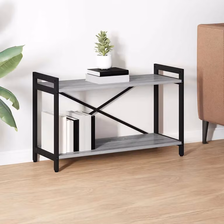 Libreria industrial vidaXL in MDF e metallo, Grigio, L: 80 cm, P: 30 cm, H: 50 cm