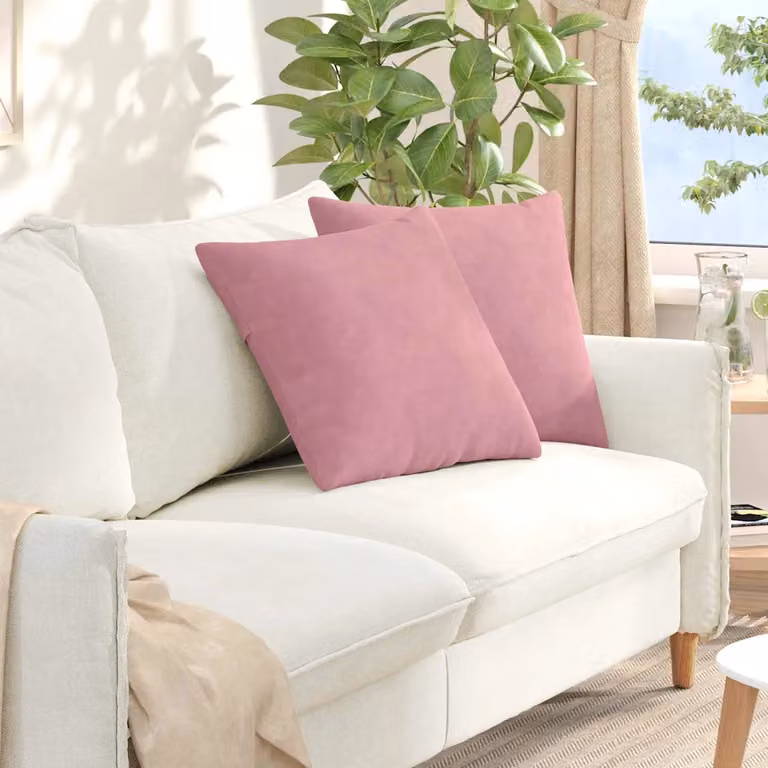 Set di 2 cuscini da divano quadrati vidaXL in tessuto a coste rosa, L 50 x P 50 x H 50 cm
