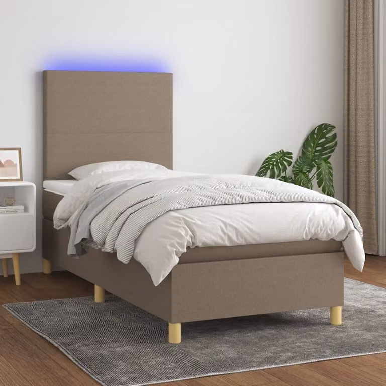 Maison Exclusive - Letto a Molle con Materasso e LED Tortora 90x200 cm in Tessuto