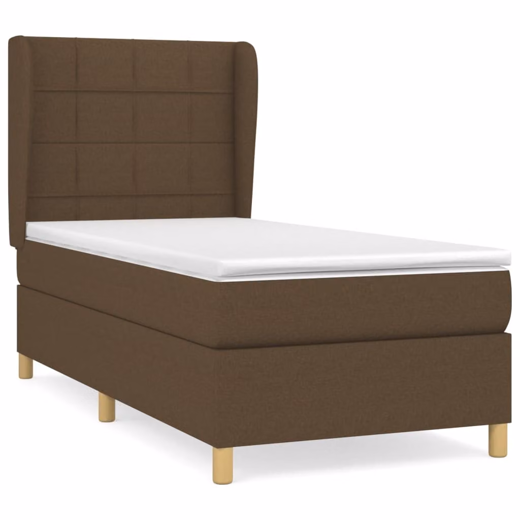 Giroletto a Molle con Materasso Marrone Scuro 100x200cm Tessuto