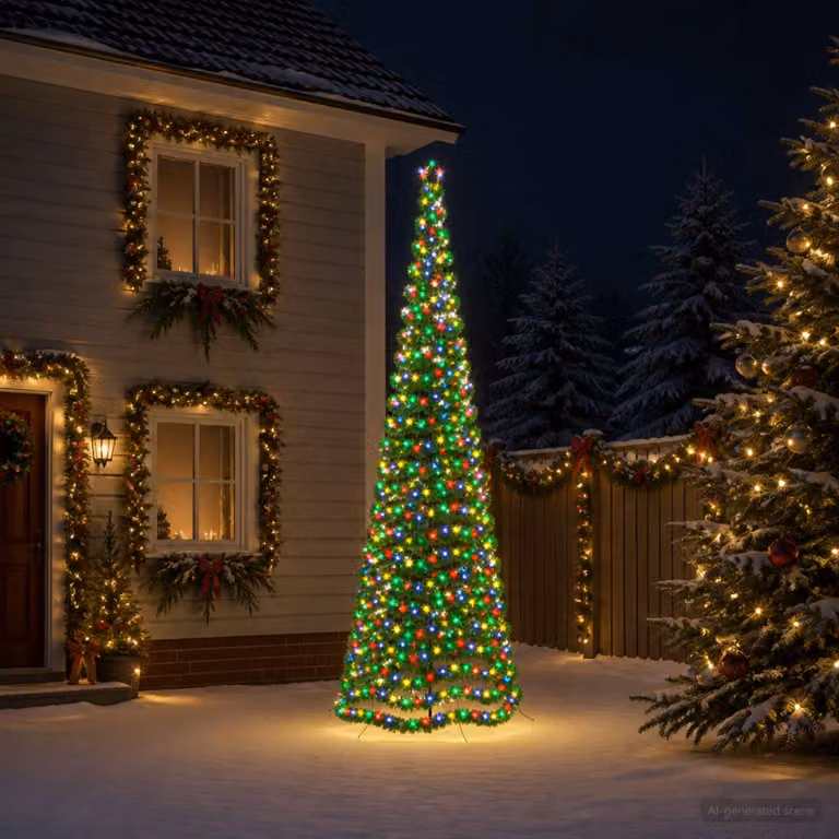 vidaXL Albero di Natale a LED in tinsel con picchetto EKENAS 400 cm