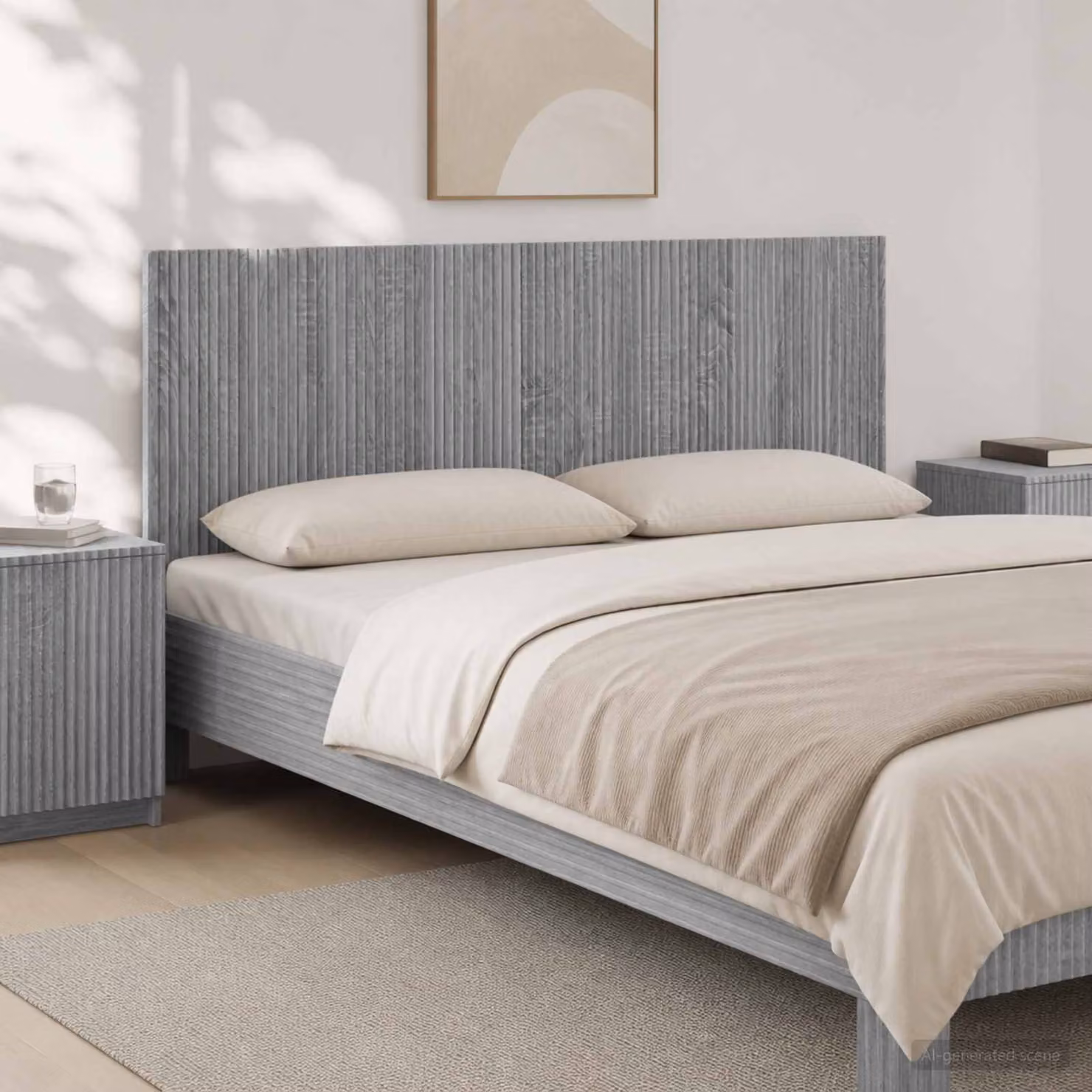 Testiera da muro vidaXL ARNHEM grigio in legno ingegnerizzato con ripiano integrato L 120 cm, P 10,2 cm, H 50 cm