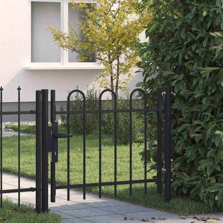 Cancello singolo ad arco vidaXL in acciaio nero L: 100 cm, H: 75 cm