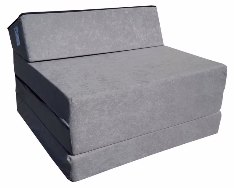 Materasso pieghevole con poggiatesta, dimensioni 200 x 70 x 10 cm, colore grigio, ideale per il campeggio