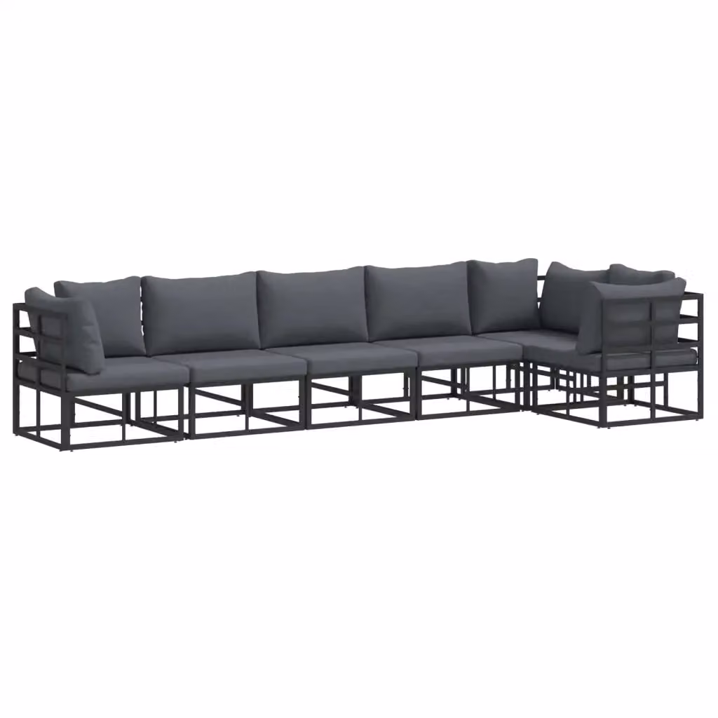 Set Divano da Giardino vidaXL 6 Pezzi a Forma di L in Alluminio Antracite con Cuscini e Tavolino – 2