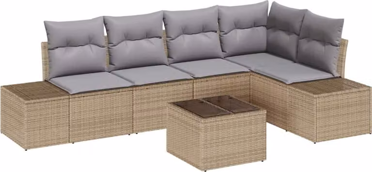 Set Divano da Giardino Beige e Grigio Chiaro polyrattan