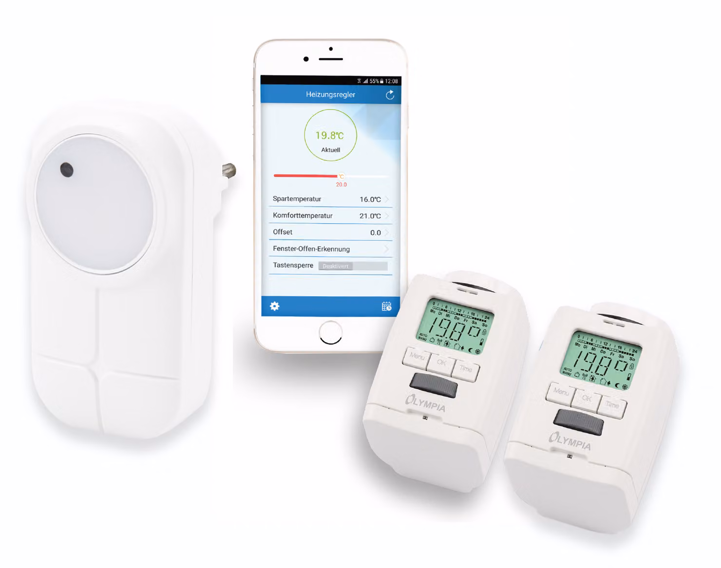 2 termostati per radiatori Smart Home System con gateway e app Olympia