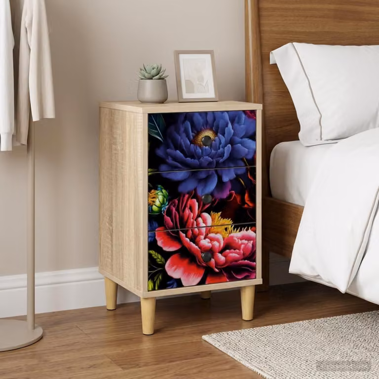 Armadio da Notte vidaXL KIEL Rovere Sonoma e Nero L/P/H: 36 x 33 x 60 cm