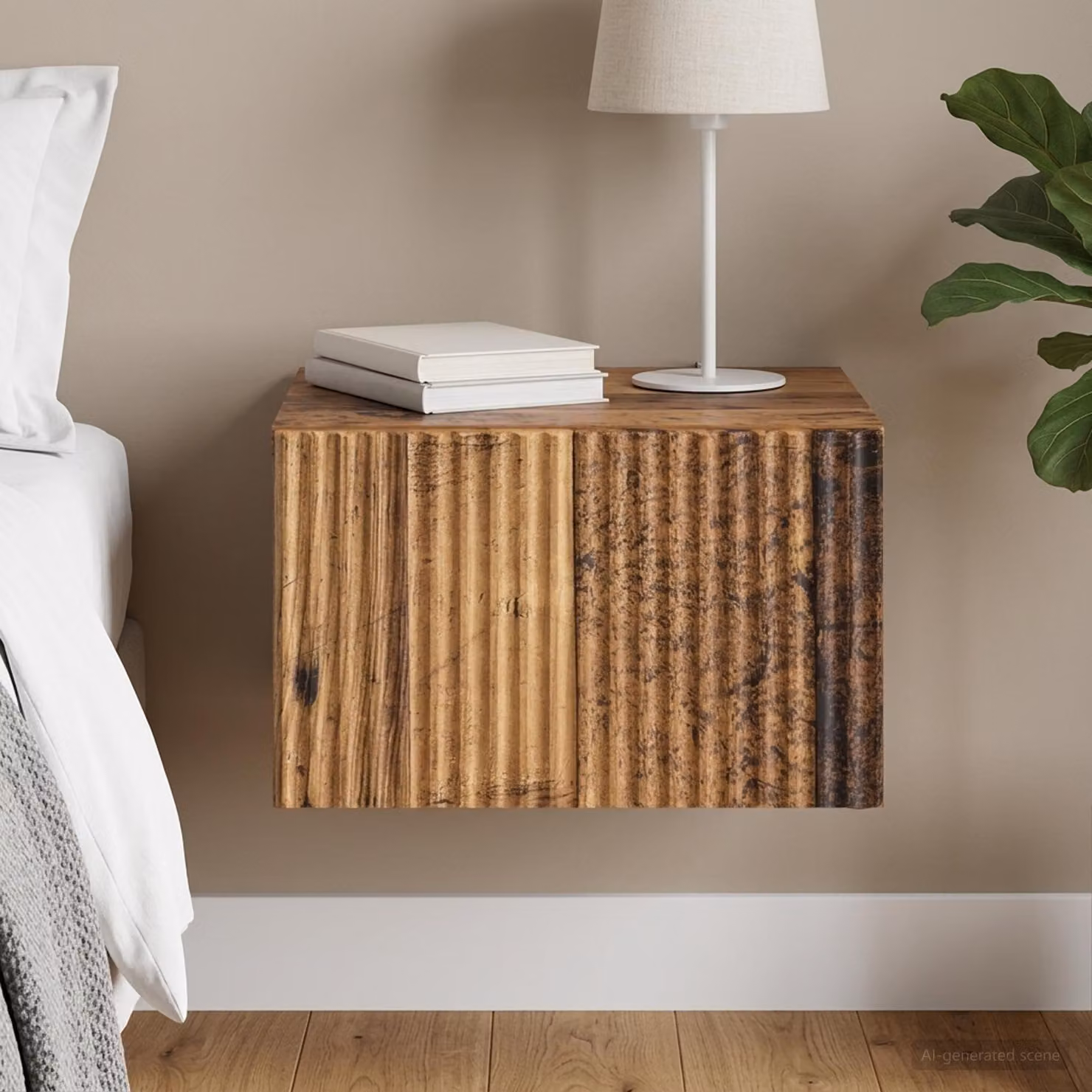 vidaXL Mobiletto da notte sospeso in legno color marrone L: 33 cm, P: 34,5 cm, H: 20 cm
