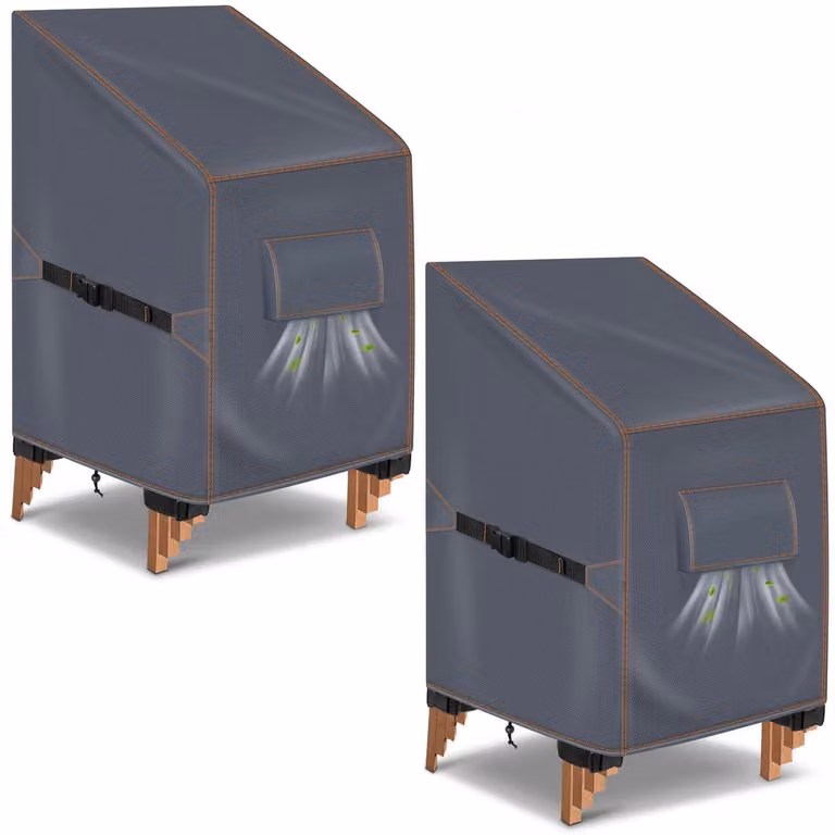Copertura per sedia da giardino, confezione da 2, 64x64x120 cm, grigio, impermeabile, tessuto Oxford 420D