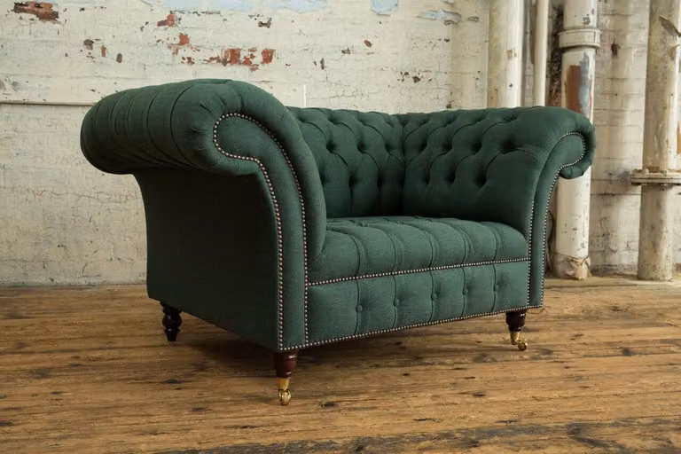 Couch Polster Sofa Textil Chesterfield Couchen Garnitur 1,5 Sitzer Dreisitzer