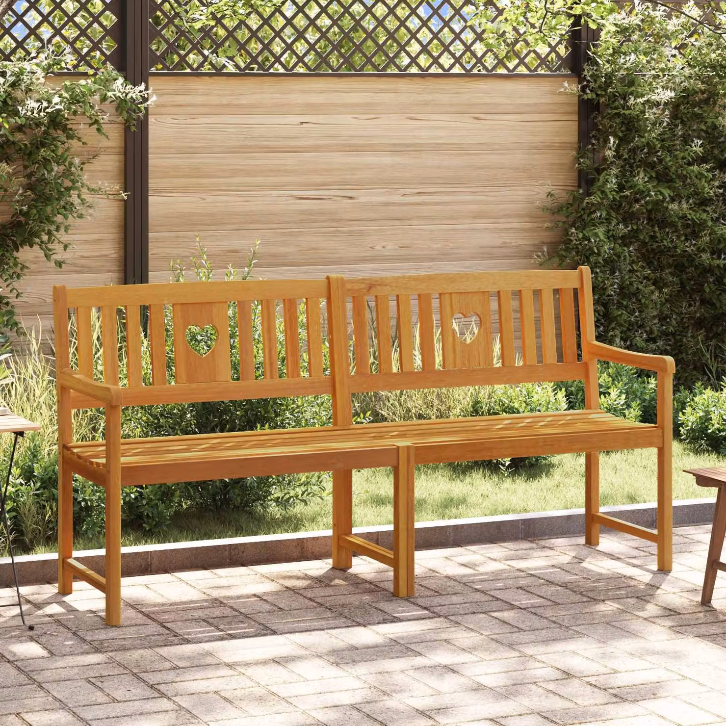 Panchina da esterno vidaXL a 4 posti in legno di acacia marrone con braccioli L: 180 cm, P: 56 cm, H: 90 cm
