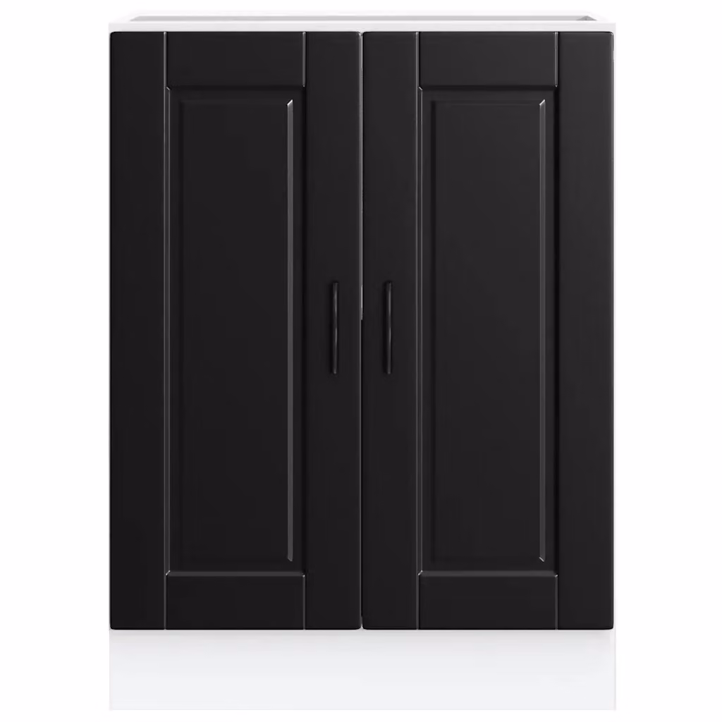 Mobile base da cucina moderno HELLOSHOP26 in legno composito nero opaco con ante a battente L/P/H: 60 x 46 x 81,5 cm – 2