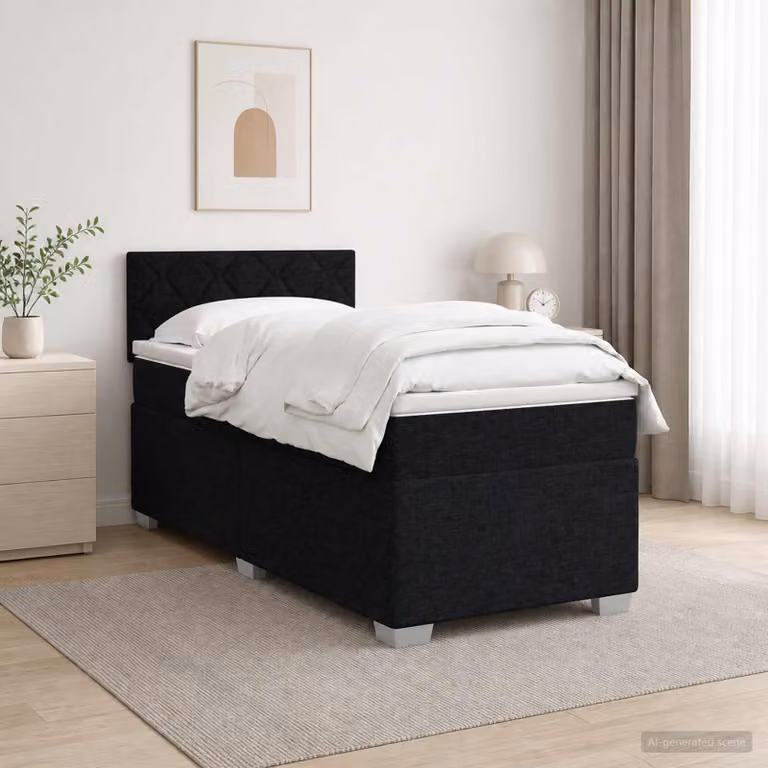 Letto con Box Spring, Materasso Ibrido e Illuminazione LED vidaXL, Nero, L: 80 cm, P: 200 cm