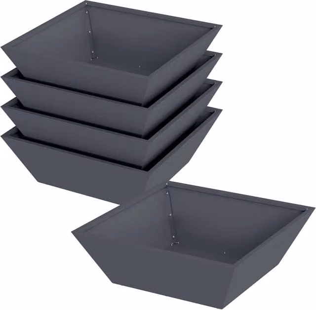 Set di 5 fioriere trapezoidali moderne HELLOSHOP26 in metallo colore antracite L/P/H: 50 x 50 x 15 cm
