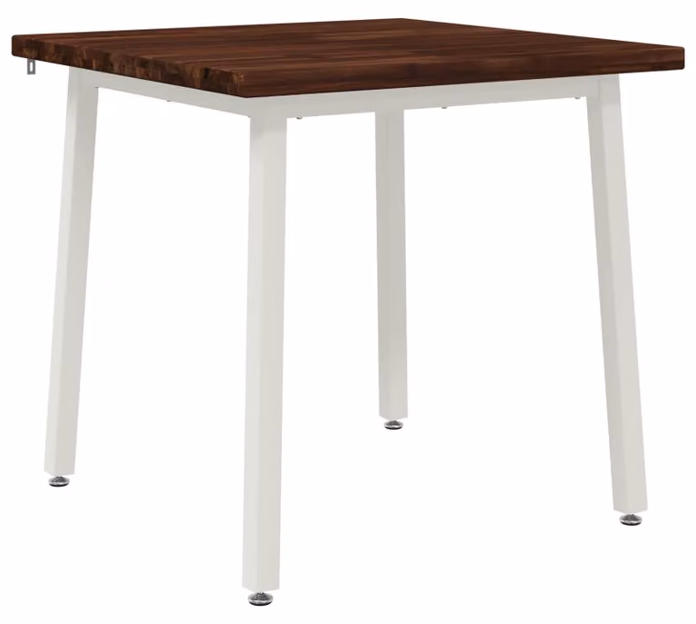 60 x 55 x 75 cm. Realizzato in legno massello di acacia, colore marrone scuro e bianco