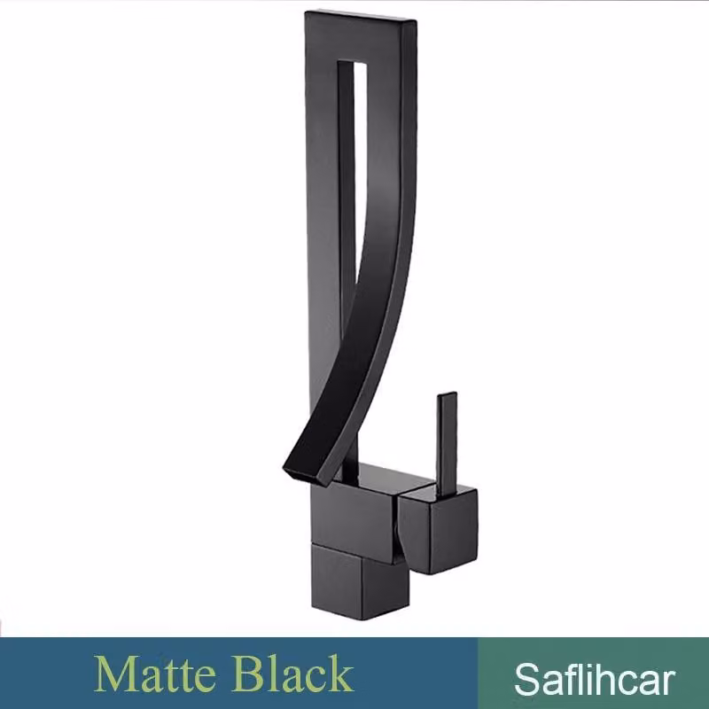 Rubinetto per lavabo, a soffitto, monocomando, nero opaco, ottone