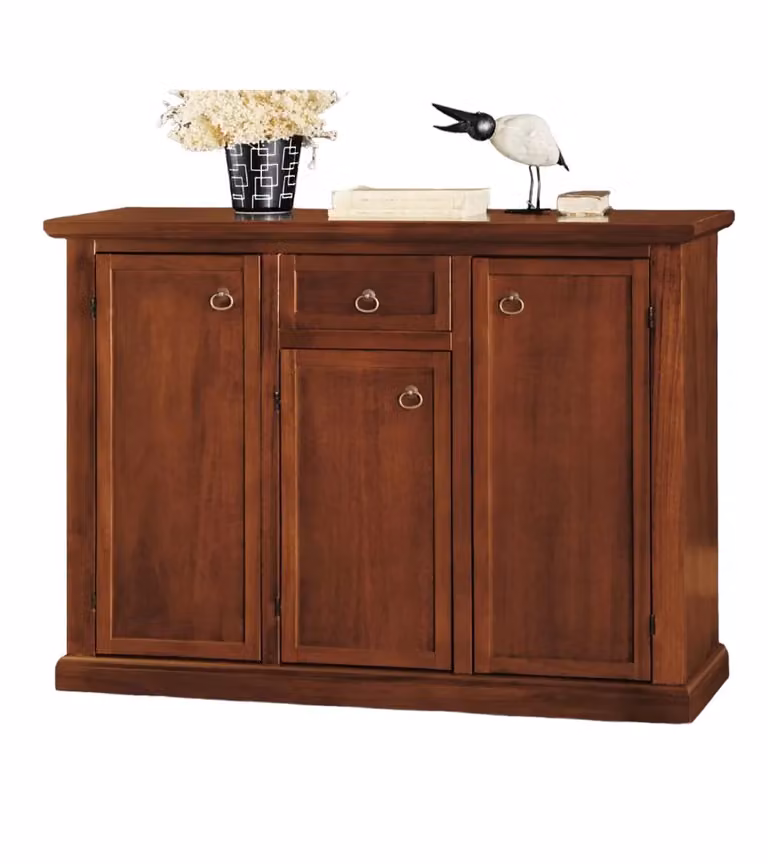 Madia credenza stile arte povera Mobili 2G con 3 porte e 1 cassetto colore noce scuro L/P/H: 120 x 39 x 85 cm