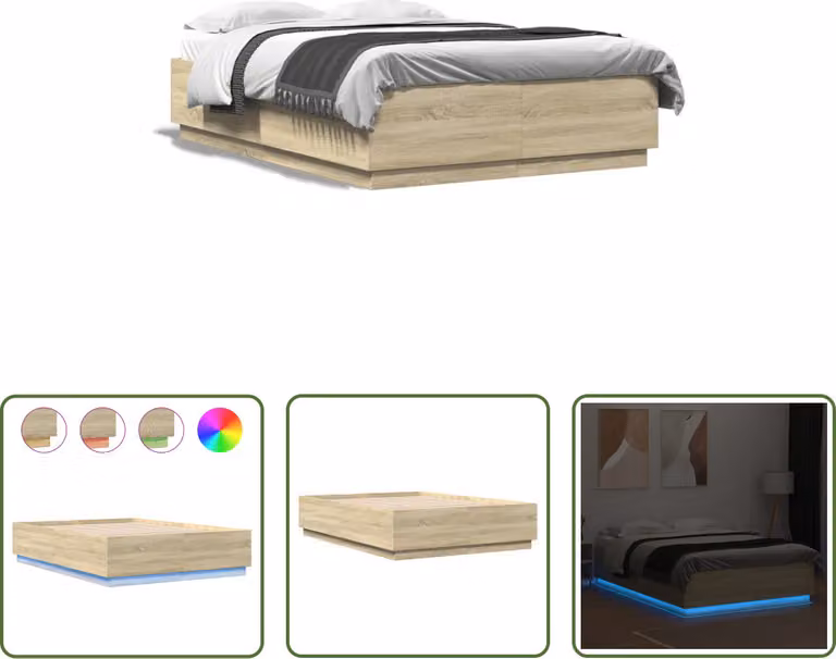 The Living Store Giroletto con LED rovere Sonoma 150x200 cm Materiale in legno