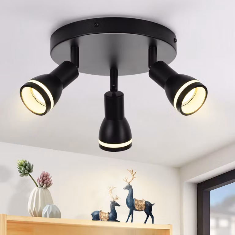 ZMH LED plafoniera 3 fiamme illuminazione a soffitto nero lampada a soffitto spot GU10 girevole per soggiorno camera da letto, senza lampadine
