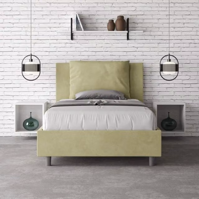 Letto imbottito Antea Ityhome in microfibra colore verde, L/P/H: 110 x 190 x 202 cm