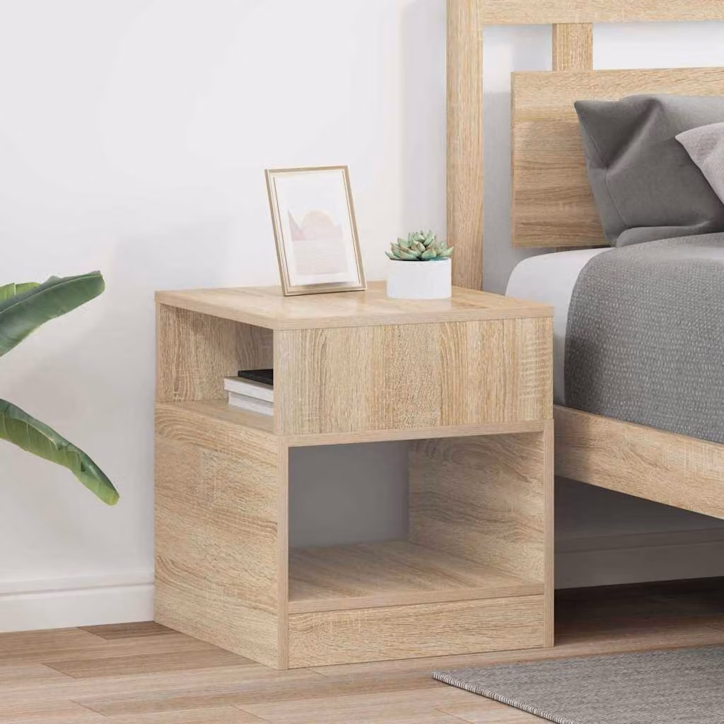 Set di 2 tavolini moderni vidaXL in legno e MDF color rovere, L/P/H: 40,5 x 40 x 45 cm
