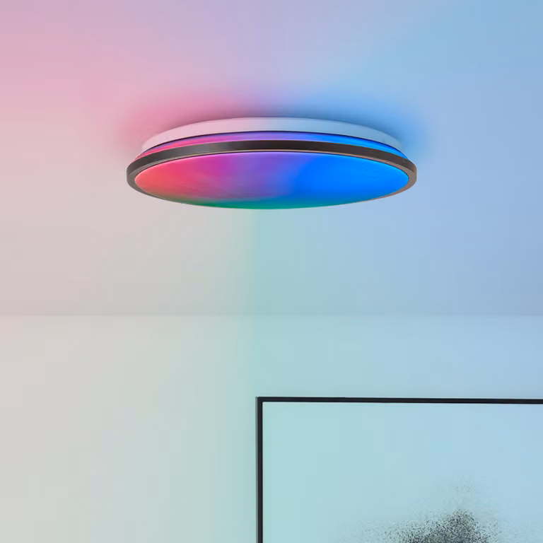 BRILLANTE lampada da soffitto moderna a LED HEIDA | plafoniera nera con funzione di memoria | colore della luce regolabile tramite telecomando | diametro 40 cm | 24 W 2500 lumen 3000 - 6500 lumen | metallo/plastica