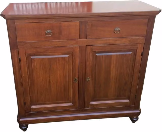 Madia credenza napoletana in legno di pioppo con 2 ante, colore noce, L: 104 cm, P: 43 cm, H: 98 cm - Mobili 2G – 2