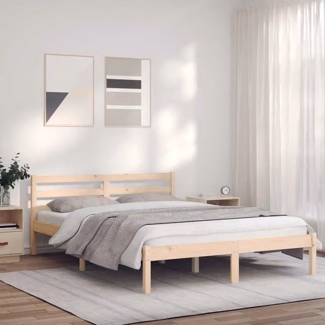Struttura del letto moderna in legno di pino naturale vidaXL L/P/H: 208,5 x 157,5 x 69,5 cm – 1