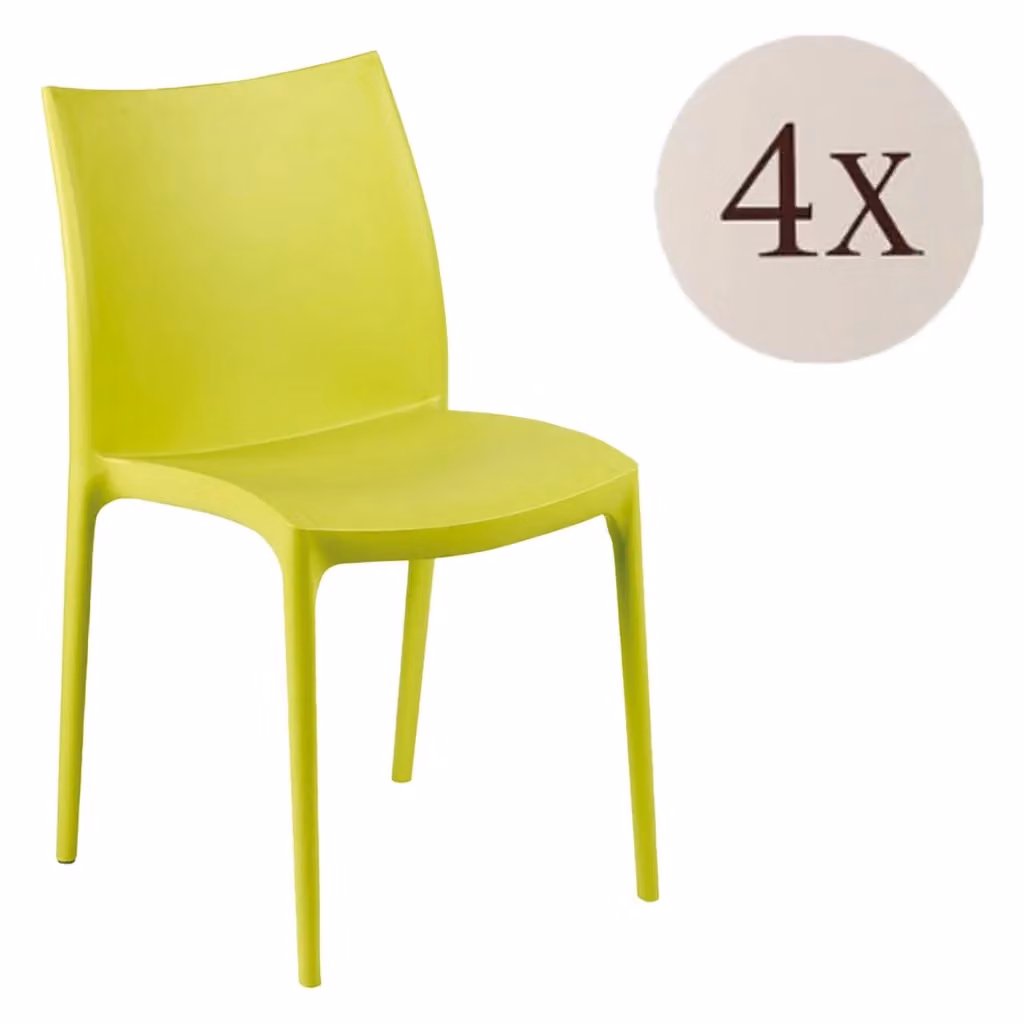 Set di 4 sedie da esterno impilabili DMORA Grover, colore verde opaco, design moderno per giardino e terrazza – 2