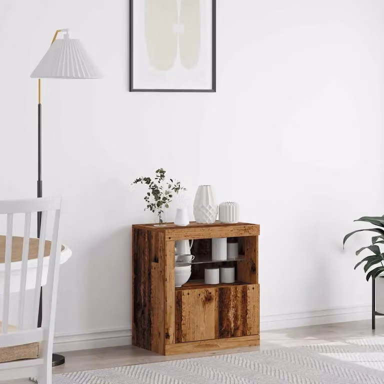 Madia moderna vidaXL con illuminazione LED in legno marrone L: 60,5 cm, P: 37 cm, H: 67 cm