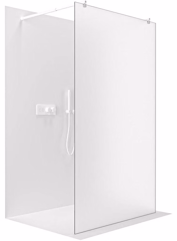 Pannello doccia walk-in Onyx Duo, versione sinistra/destra, vetro da 8 mm, montante rotondo, bianco opaco, vetro satinato, dimensioni 60x200 cm