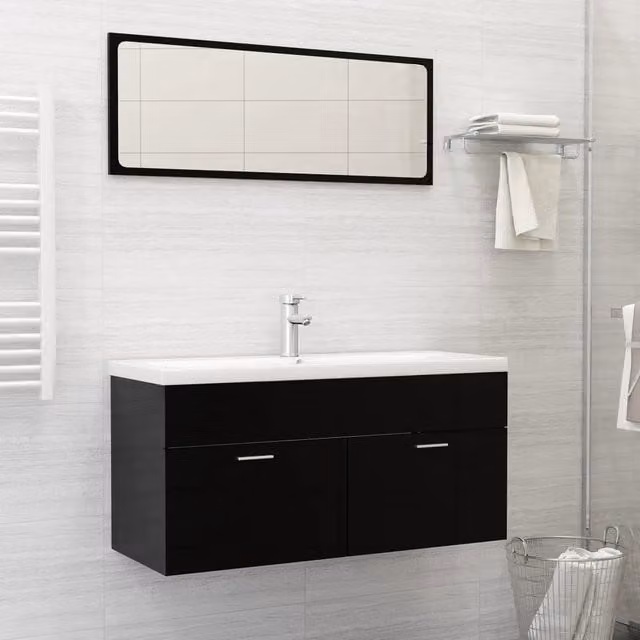 Lavabo da Incasso-Lavandino-Lavello con Rubinetto 101x39x18 cm in Ceramica Bianco