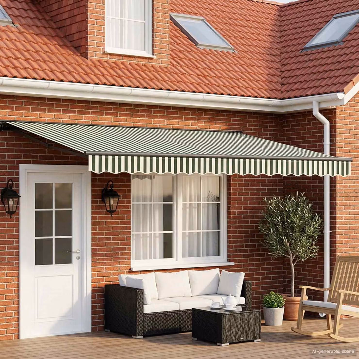 Tettuccio elettrico retrattile vidaXL in alluminio e poliestere, Verde, Bianco, Antracite, L x P: 4 x 3 m