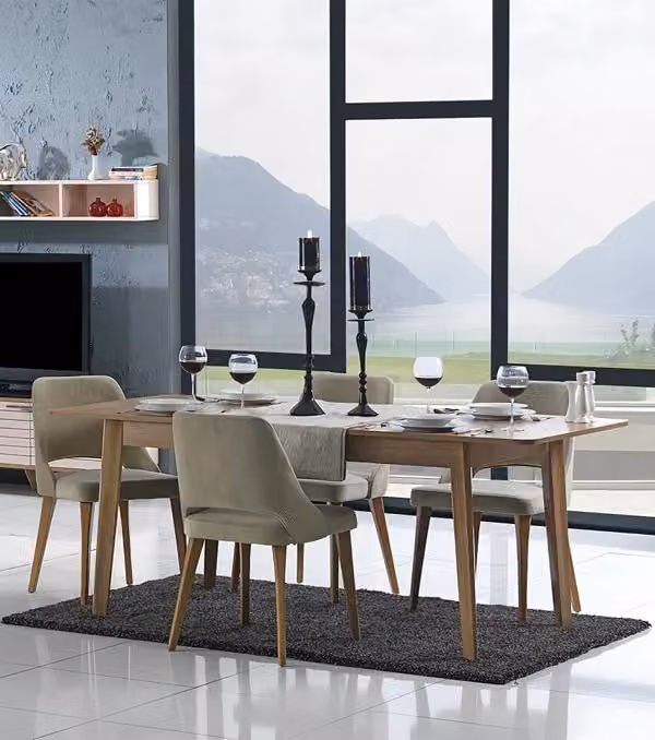 Essgarnitur Esszimmer Esstisch Essgruppe Polsterstühle Tisch + 4 x Lehnstuhl Set