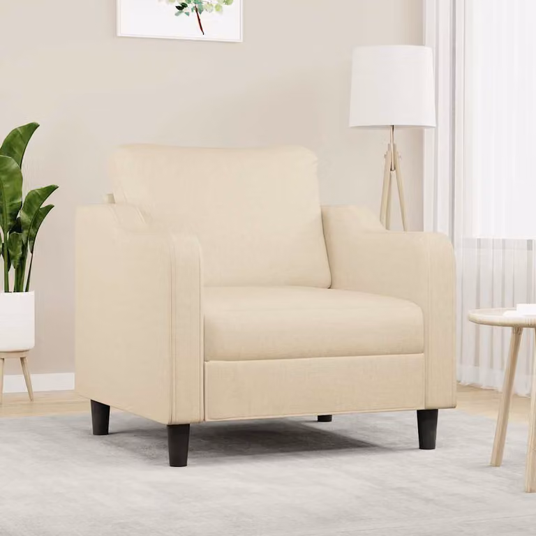 Poltrona moderna vidaXL in tessuto beige con struttura in metallo e braccioli