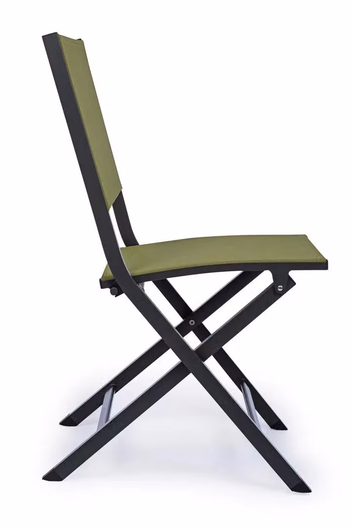 Sedia pieghevole da esterno Elin in alluminio verniciato e textilene, colore antracite e verde – 3