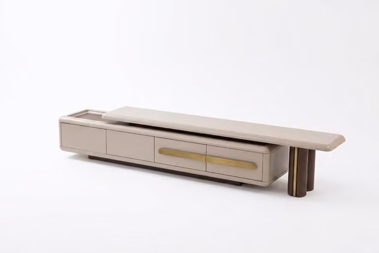 Mobile TV beige, design moderno, funzionale, elegante, esclusivo