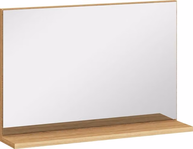 Specchio da bagno con mensola kleankin in legno marrone design moderno L: 60 cm, P: 12 cm, H: 40 cm