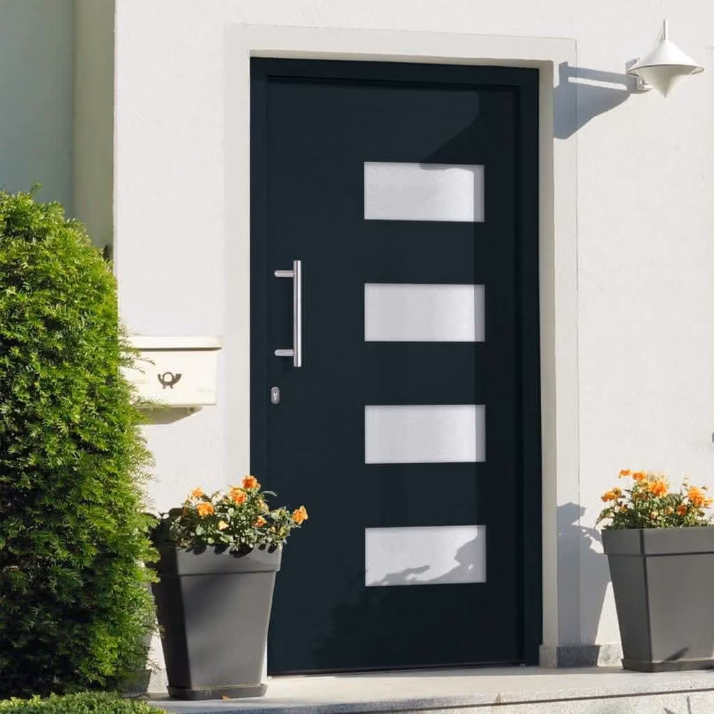 Porta d'ingresso The Living Store in alluminio e PVC antracite 100x200 cm
