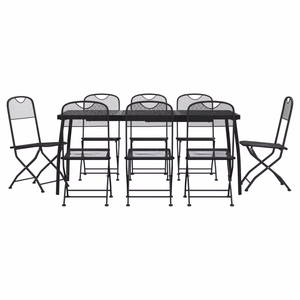 vidaXL Set da Pranzo da Giardino 9pz in Acciaio Verniciato Antracite Matt – 2