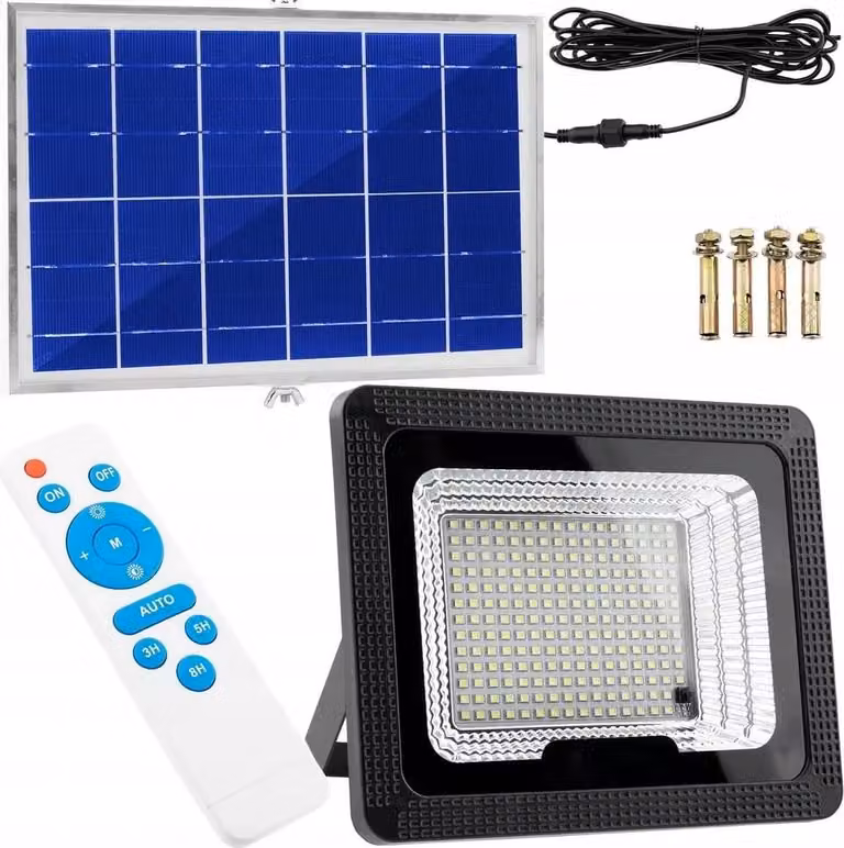 SOLAR HALOGEN MIT DÄMMERUNGSSENSOR 100W Lampe 303 LED 5Ah Alluminio