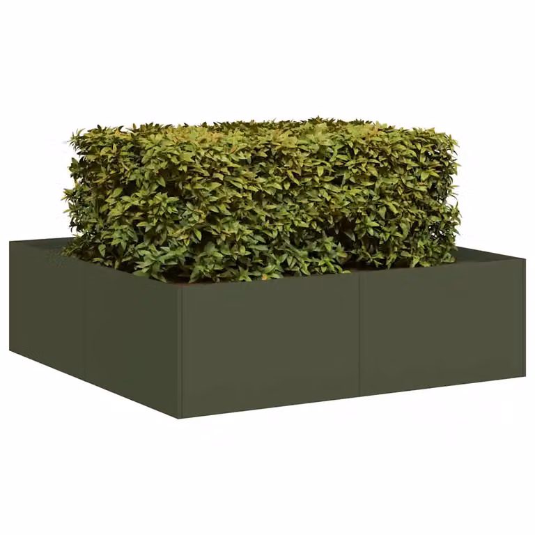 Fioriera verde oliva vidaXL in acciaio L: 100 cm, P: 100 cm, H: 30 cm