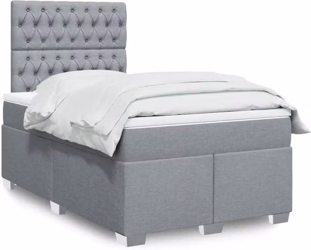 Letto Ibrido Moderno vidaXL con Materasso Grigio Chiaro e Struttura in Legno di Pino L/P/H: 120 x 200 cm
