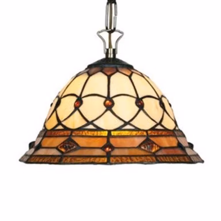 Artistar Lampada a sospensione Tiffany ANTHEA, dimmerabile, Marrone / Ruggine, Soggiorno / Sala da pranzo, Metallo, Tiffany, Lampada a sospensione